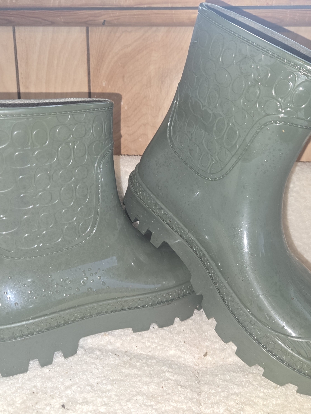 Coach Olive Green Signature Rain Boots